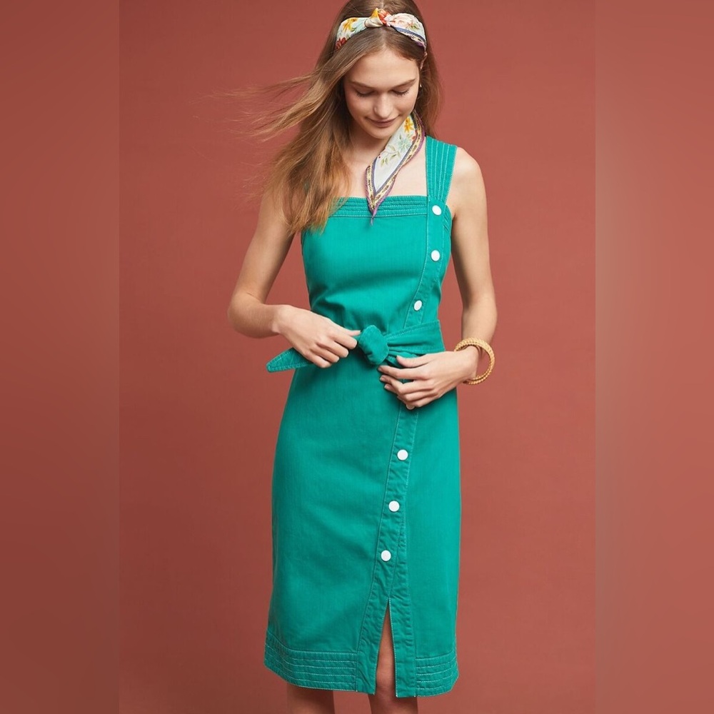 ANTHROPOLOGIE / MAEVE Elizabeth Button-Front Dress - Green - Sz 0